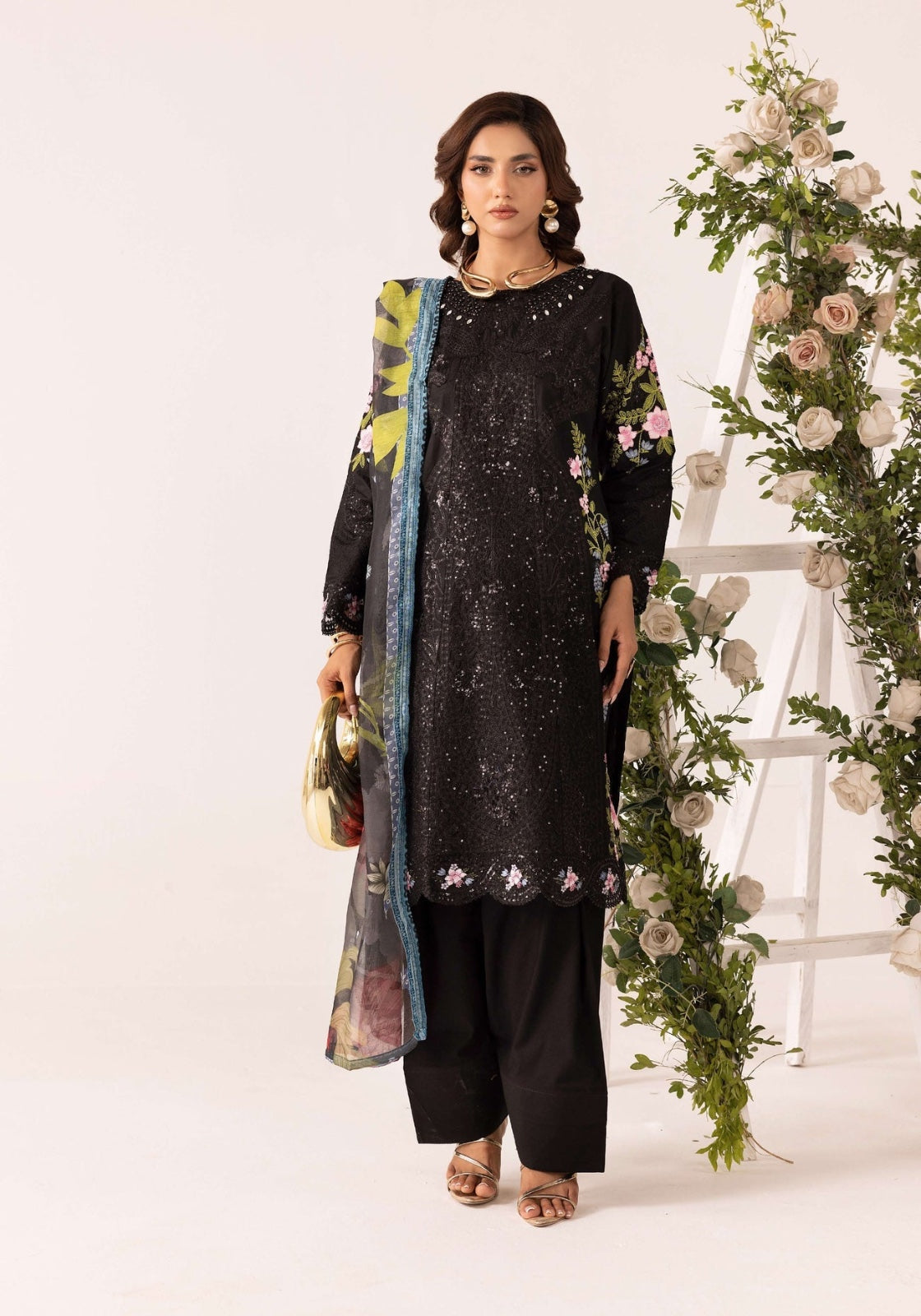 SIMRANS GRASE MARIA B FARSHI SHALWAR EMBROIDERED 3PC READYMADE BK11