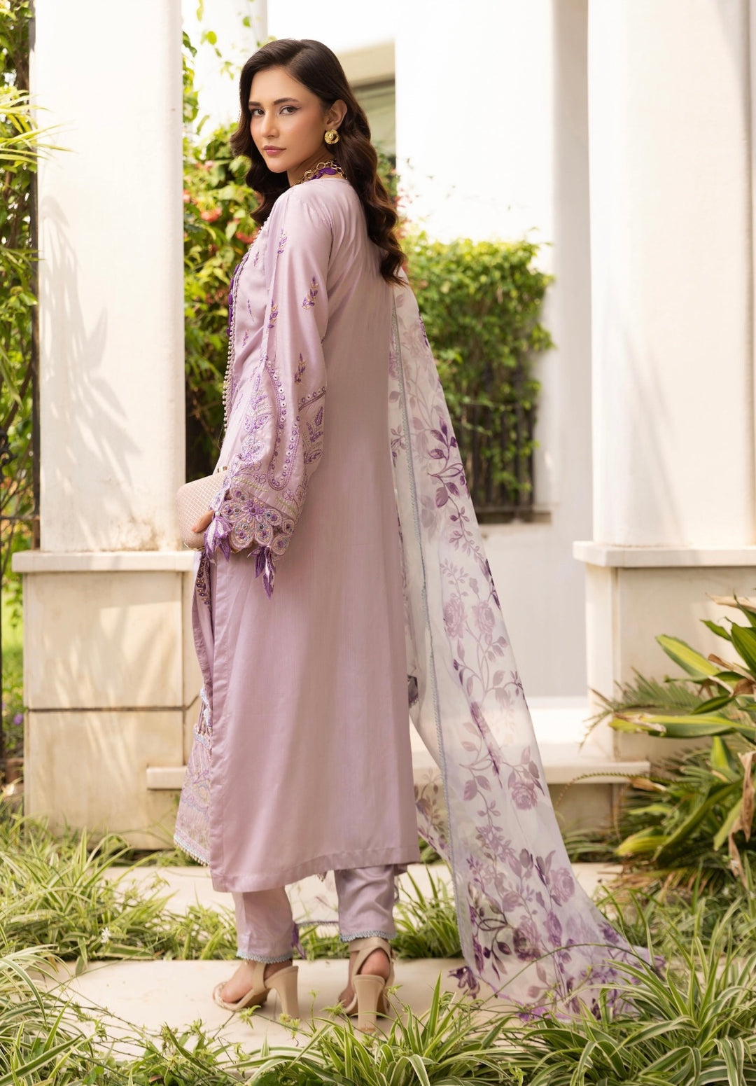 Simrans premium 3 piece farshi shalwar embroidered collection BK 02