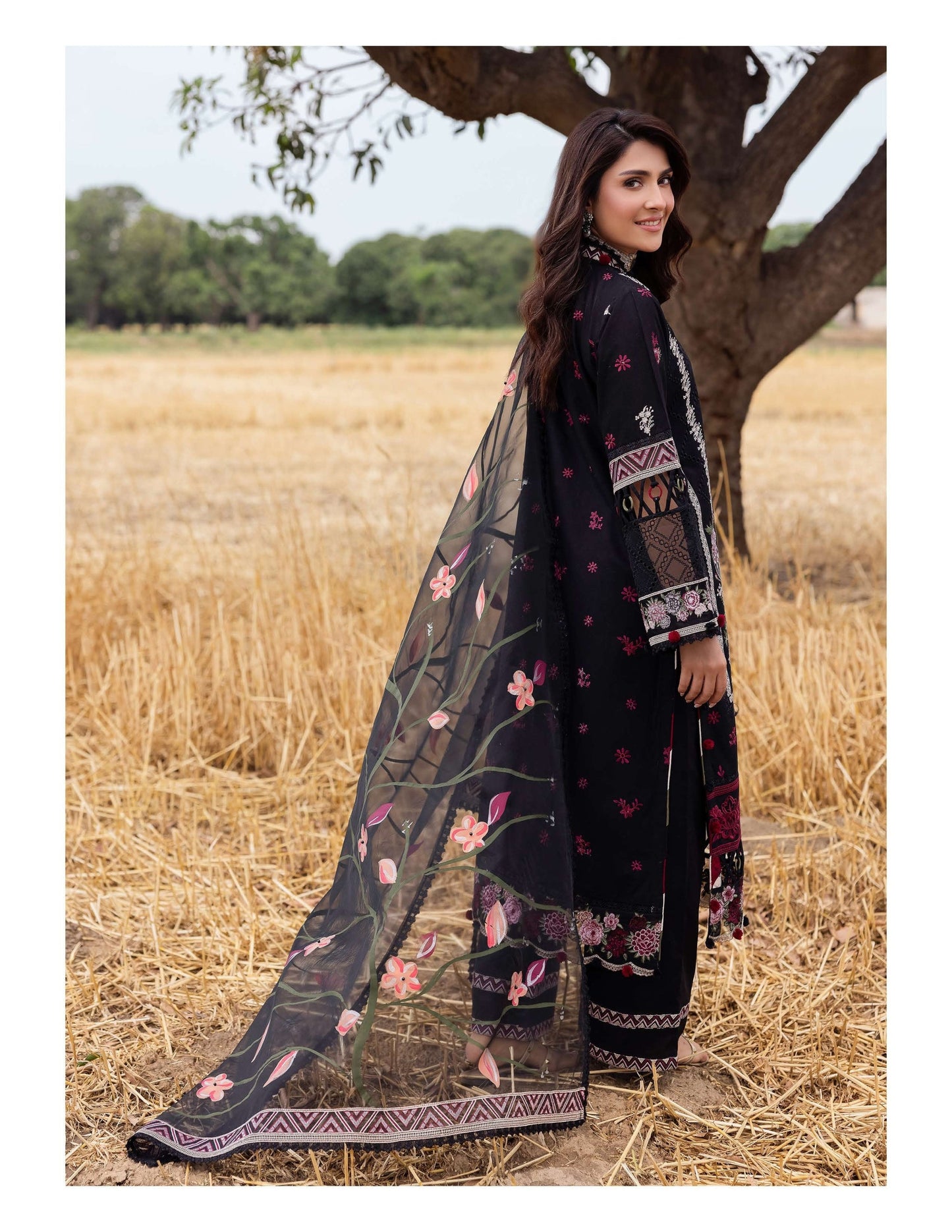 SIMRANS Heer premium 3 piece mummy & me Ladies Black medium Eid outfit 1028