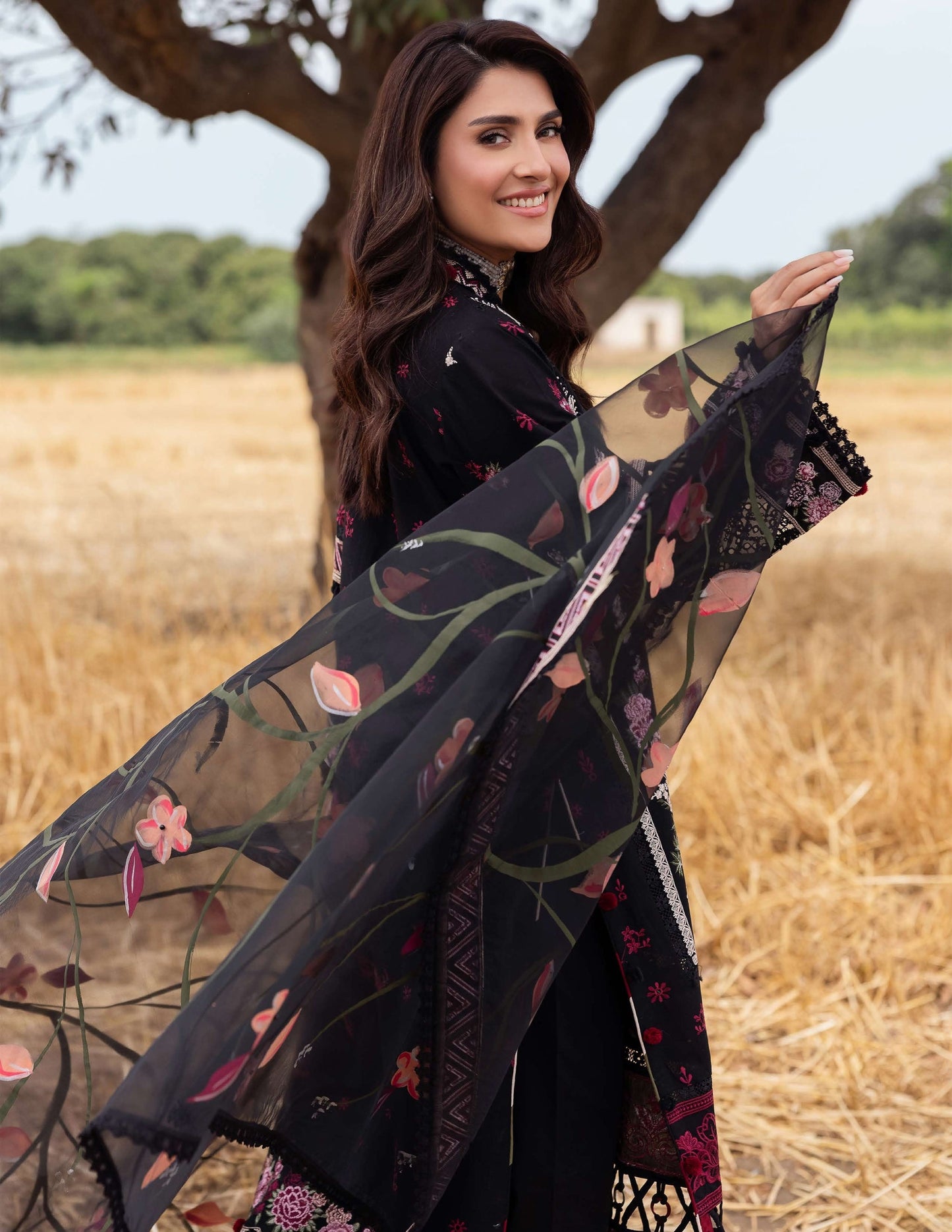 SIMRANS Heer premium 3 piece mummy & me Ladies Black medium Eid outfit 1028