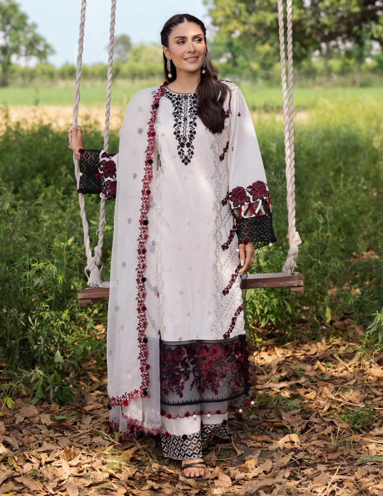 SIMRANS Heer premium 3 piece mummy & me Ledies Cream medium Eid outfit 1029