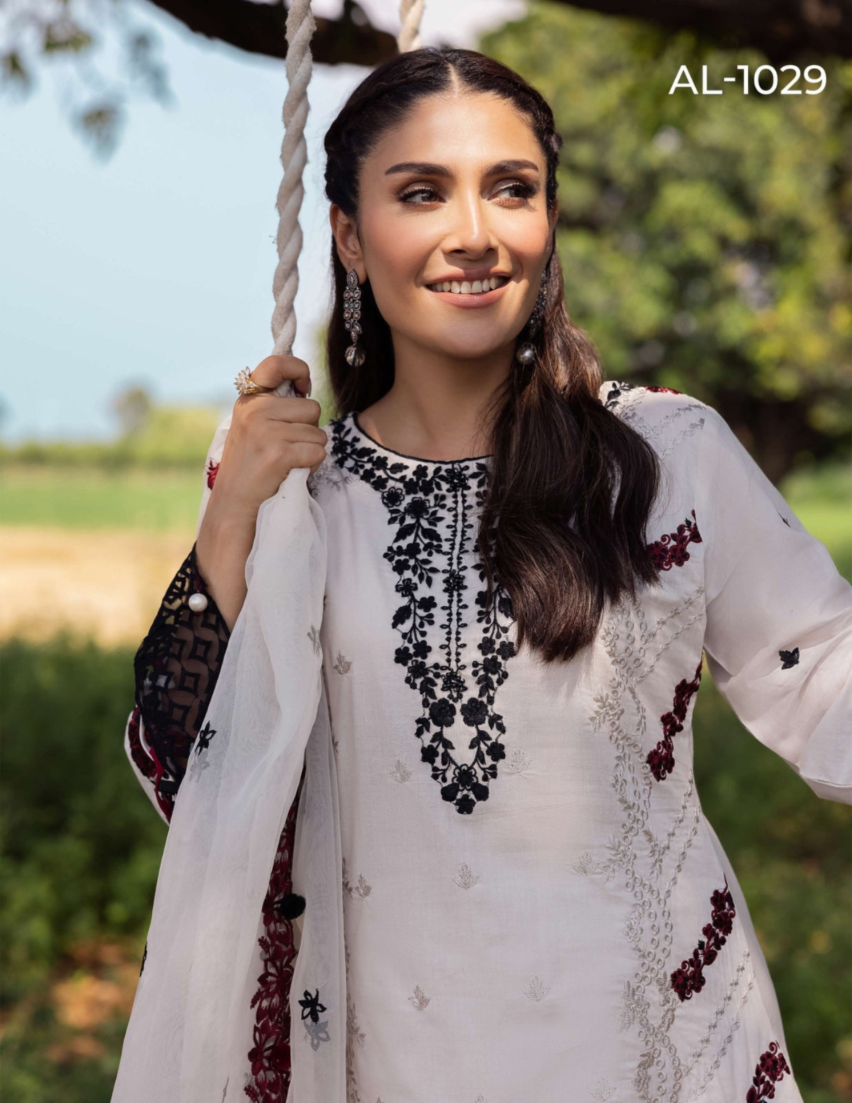 SIMRANS Heer premium 3 piece mummy & me Ledies Cream medium Eid outfit 1029