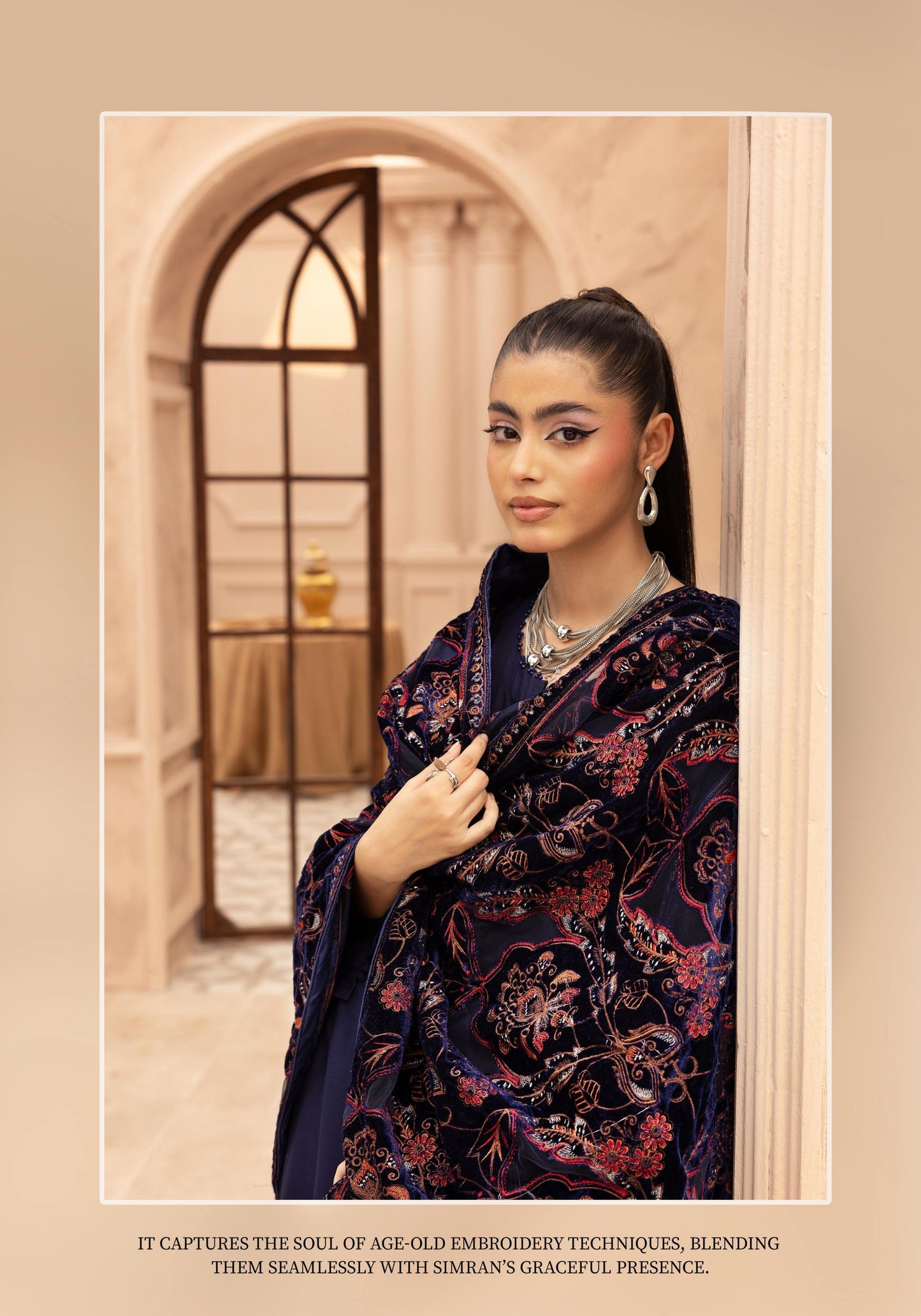 Hanna Dhanak 3PC Embroidered Readymade Suit with Velvet Shawl SHD24