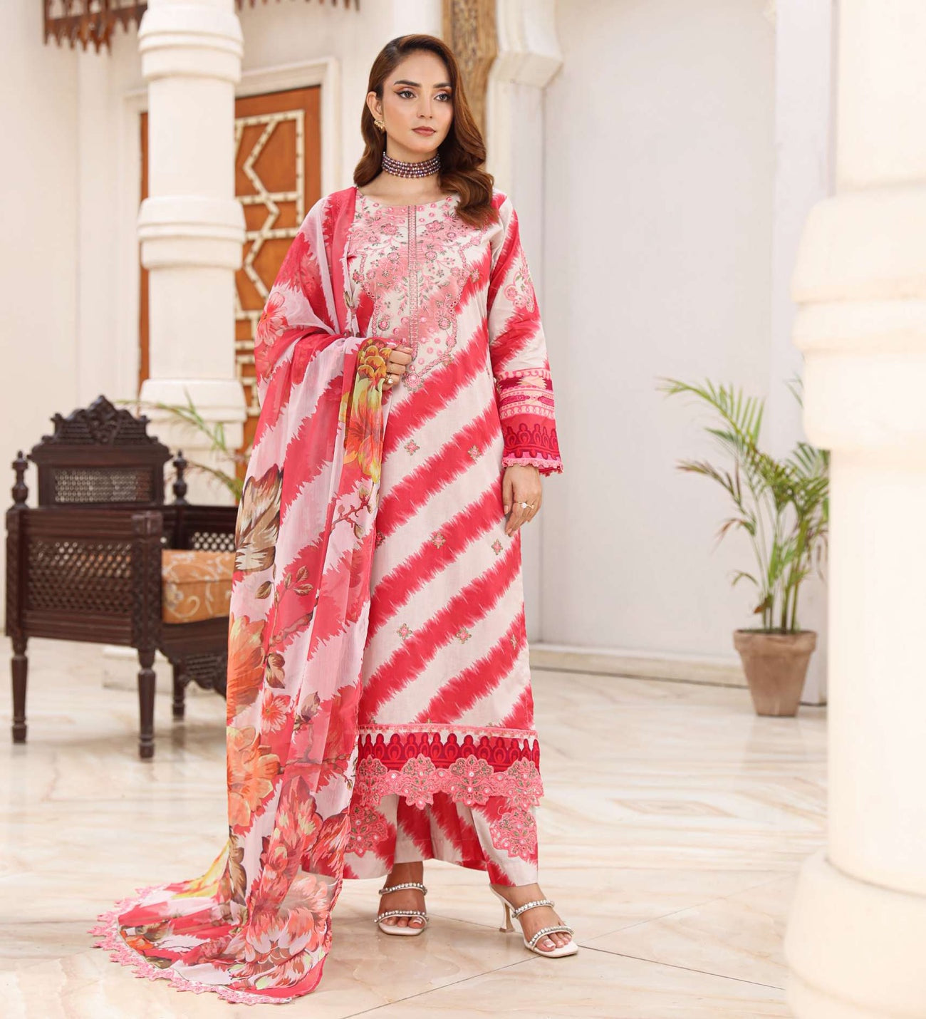 SIMRANS Mehrunisa premium 3 piece mummy & me Ladies red outfit BK17