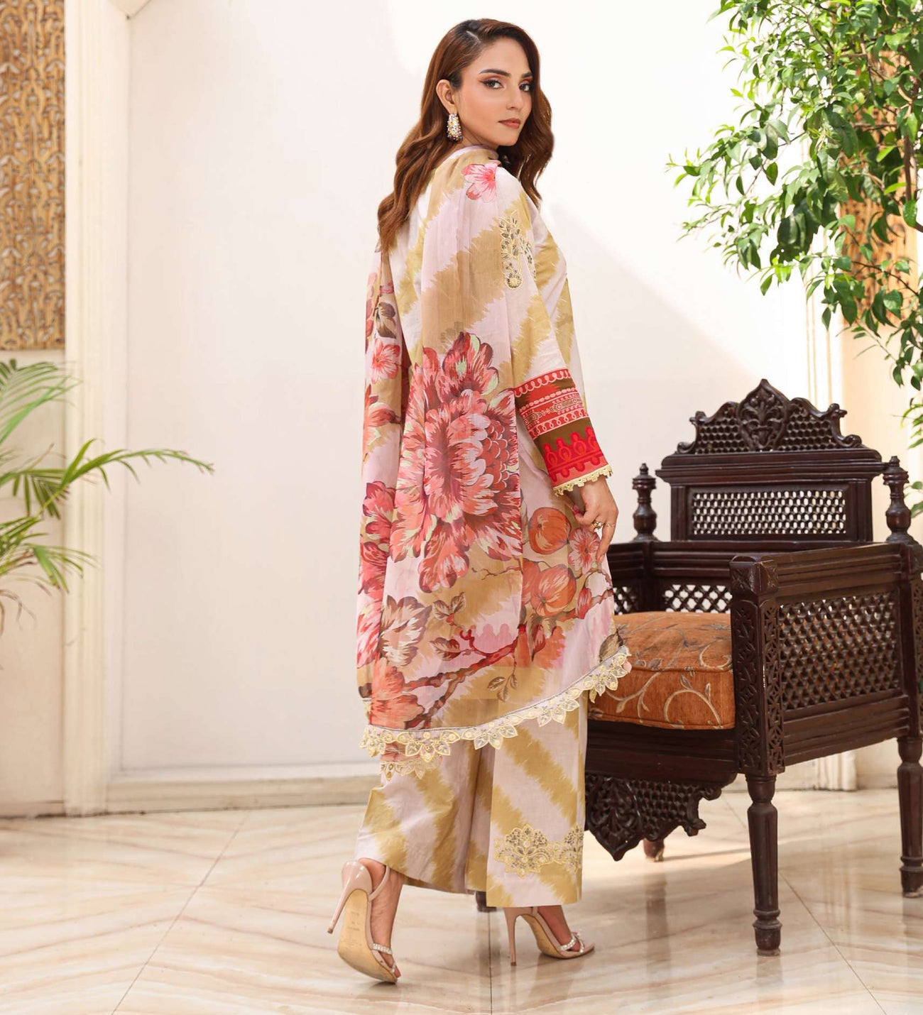 SIMRANS Mehrunisa premium 3 piece mummy & me Ladies cream outfit BK18