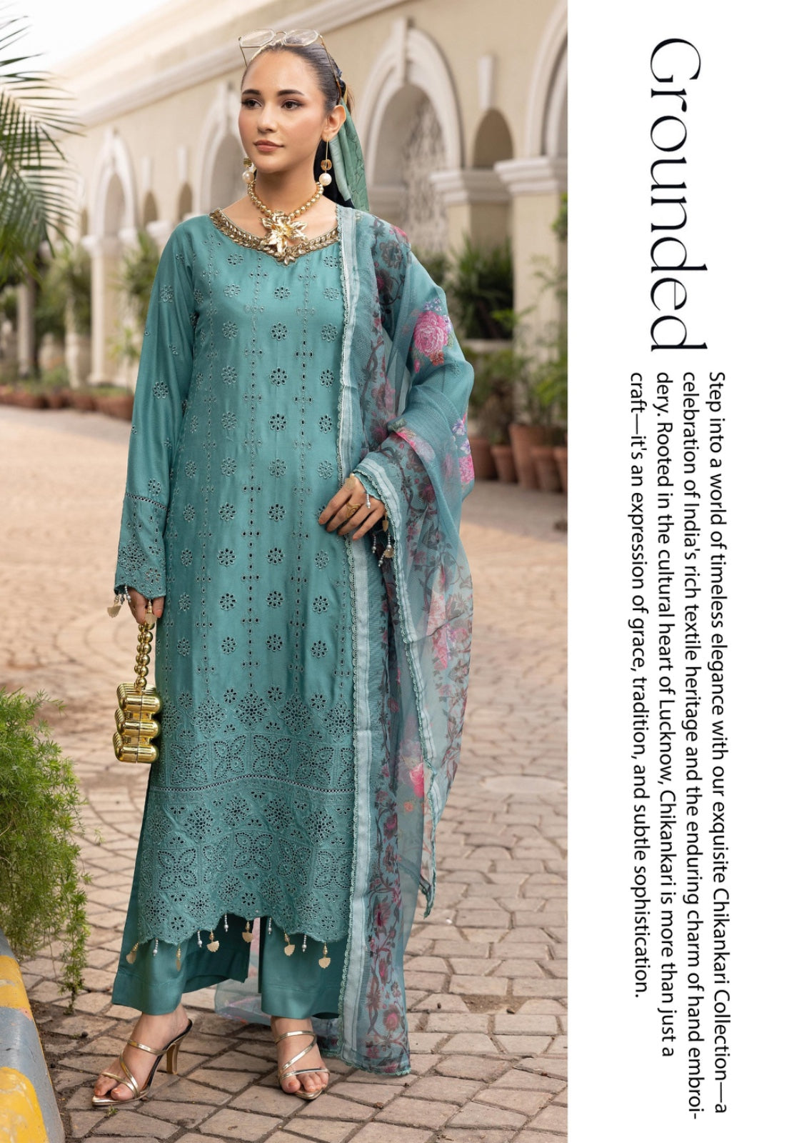 SIMRANS LUXURY HANDWORK CHICKNKARI 3PC READYMADE Bk21