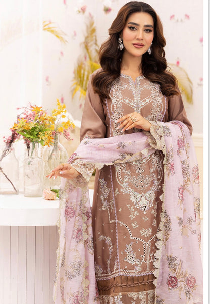 Simrans premium 3 piece farshi shalwar embroidered collection BK 04