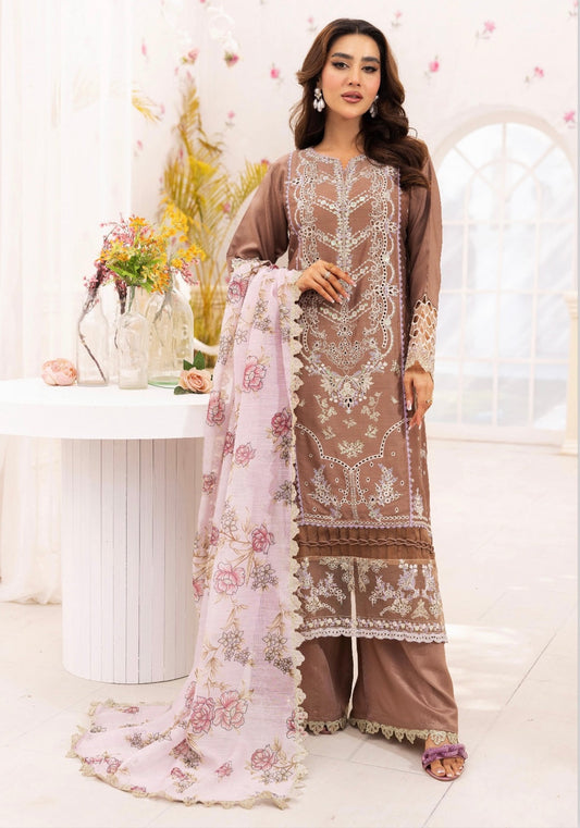 Simrans premium 3 piece farshi shalwar embroidered collection BK 04