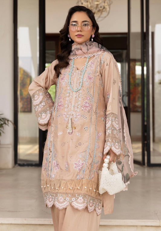 Simrans premium 3 piece farshi shalwar embroidered collection BK 05
