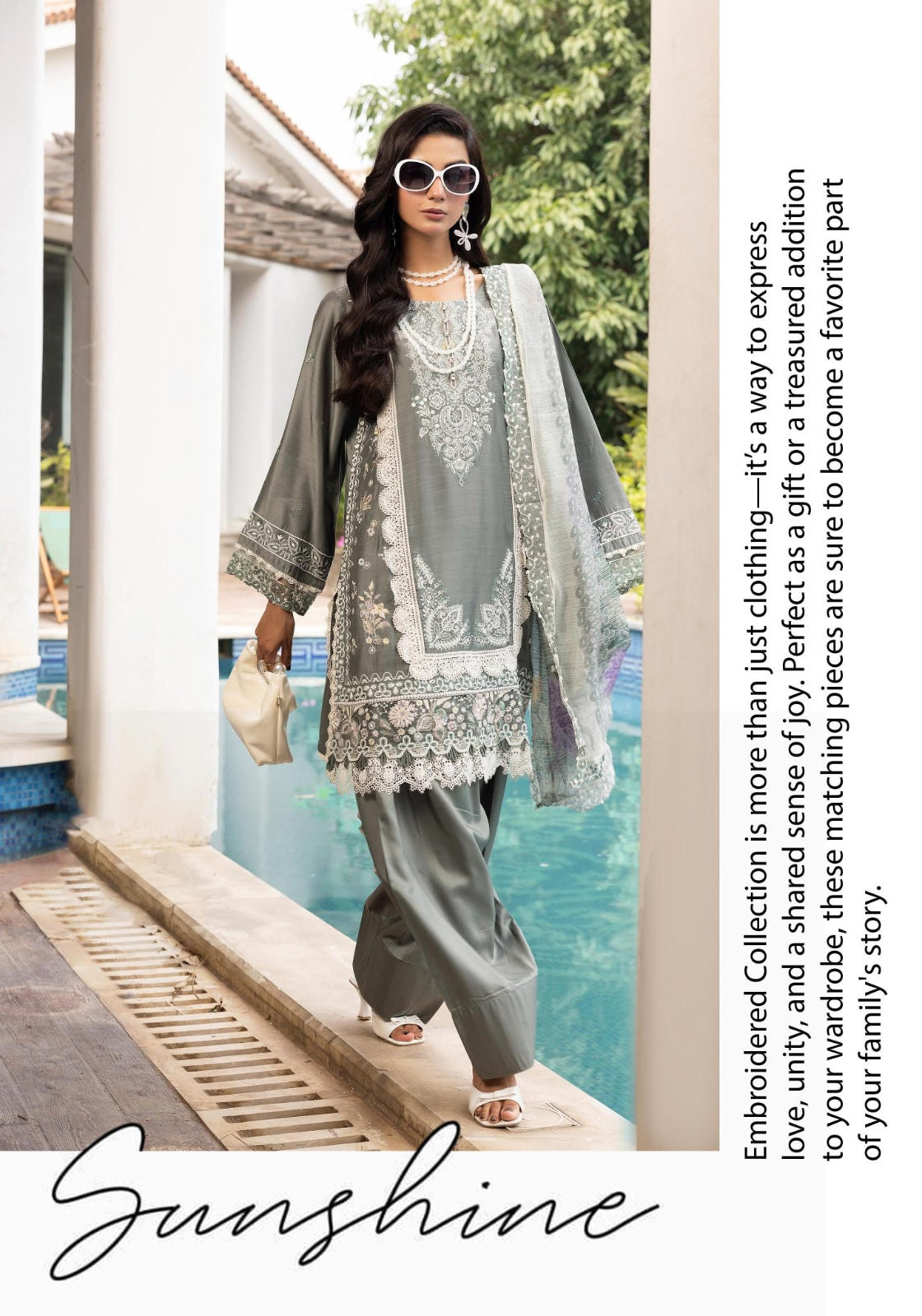 SIMRANS Khaas premium 3 piece mummy & me Ledies Grey Eid outfit.BK08