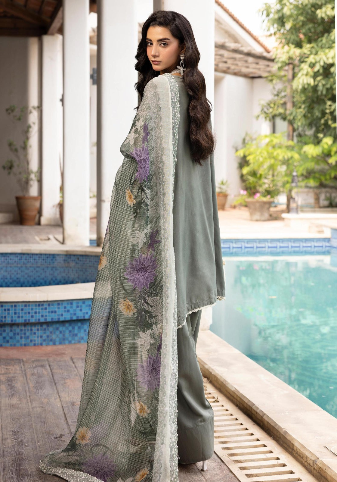 SIMRANS Khaas premium 3 piece mummy & me Ledies Grey Eid outfit.BK08