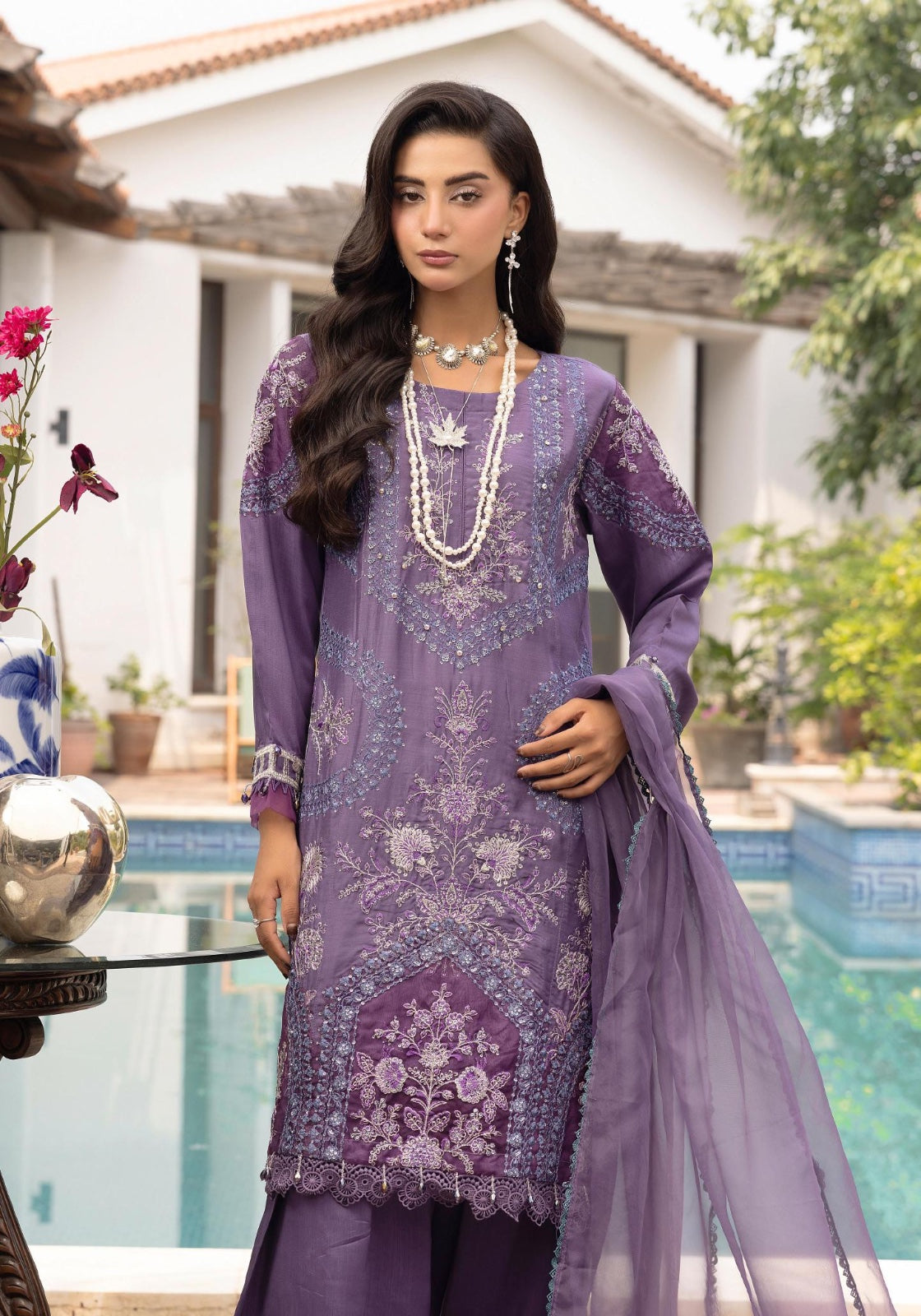 SIMRANS Khaas premium 3 piece mummy & me Ledies purple Eid outfit BK09