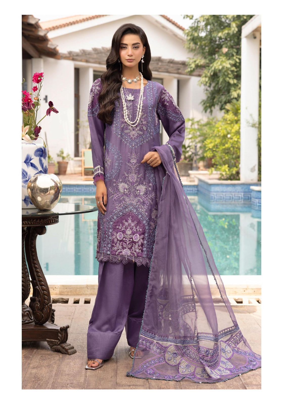 SIMRANS Khaas premium 3 piece mummy & me Ledies purple Eid outfit BK09