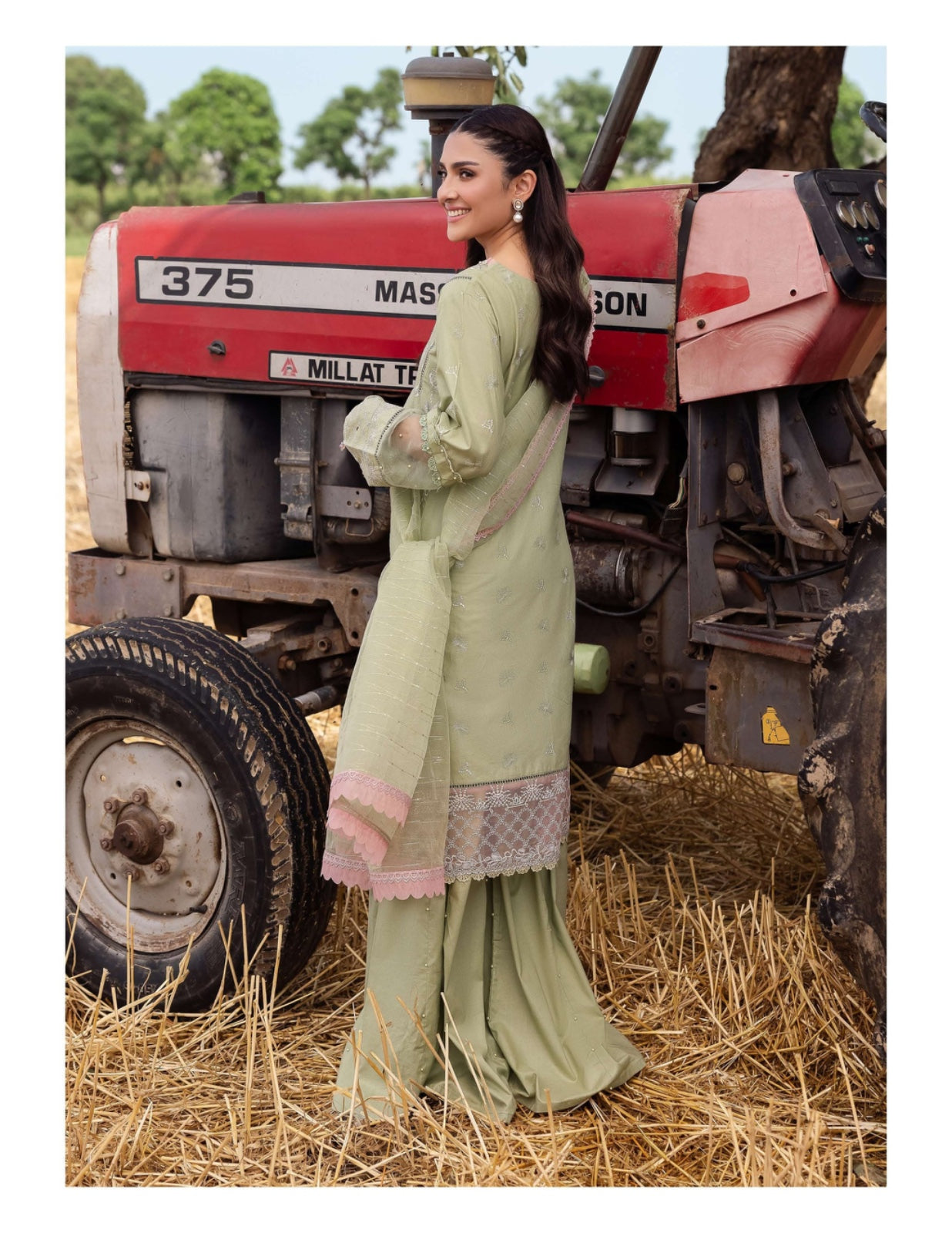 SIMRANS Heer premium 3 piece mummy & me Ledies Green medium Eid outfit CK15