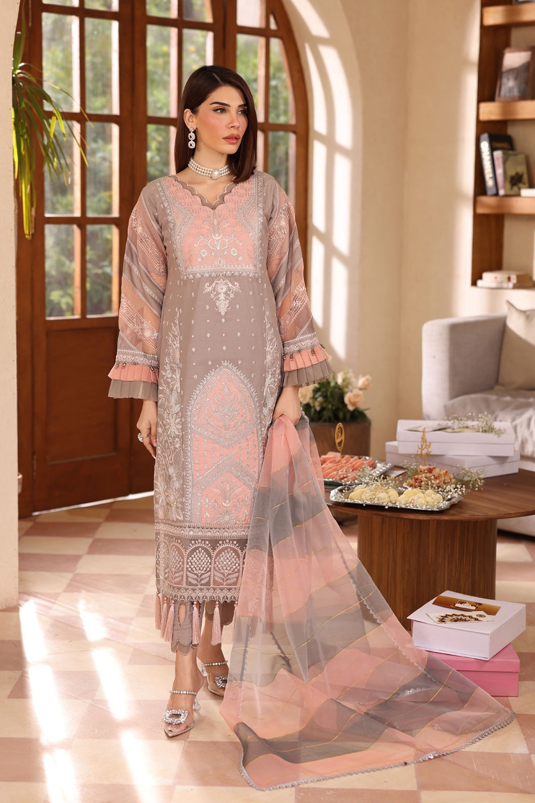 Lamhey Eid collection embroidered 3 piece suit CK01