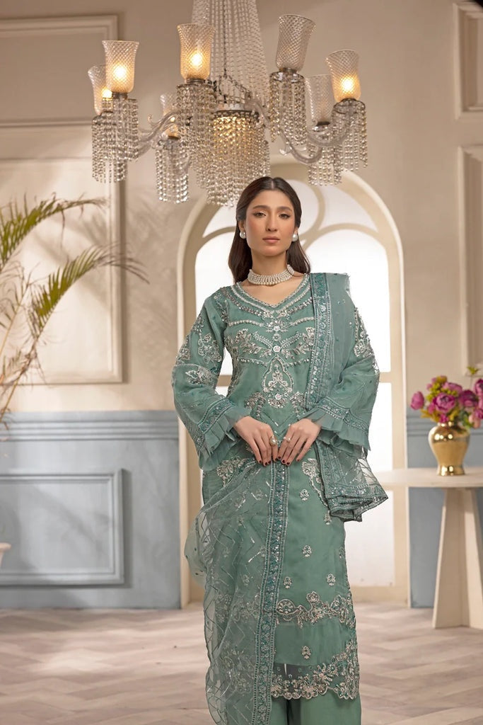 ZARA SHAH ORGANZA EMBROIDERED 3PC READYMADE CK03