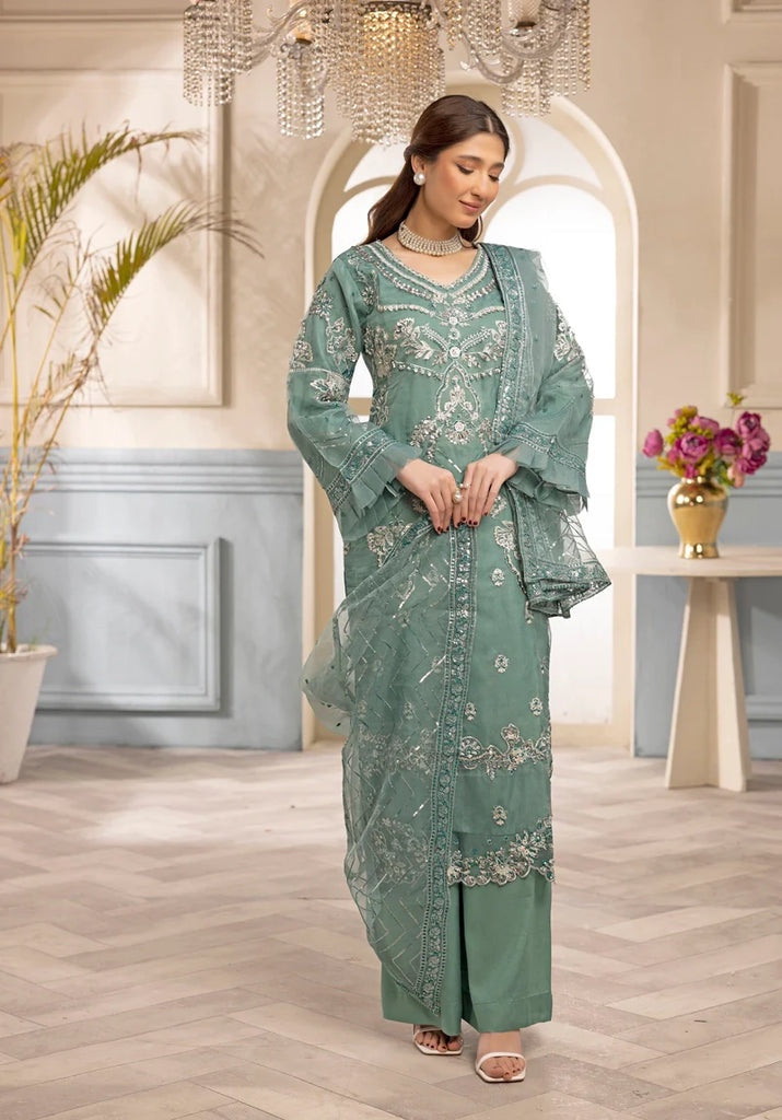 ZARA SHAH ORGANZA EMBROIDERED 3PC READYMADE CK03