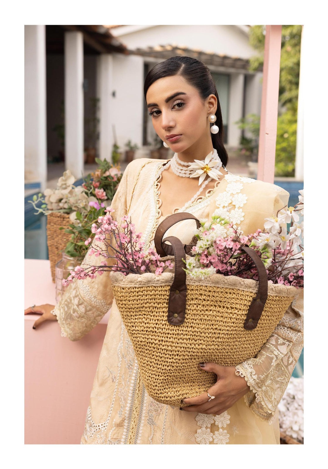 SIMRANS Khaas premium 3 piece mummy & me Ledies Beige Eid outfitCK05