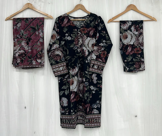 Traditional Meets Trendy – Swan Linen 3-Piece Readymade Outfit D02