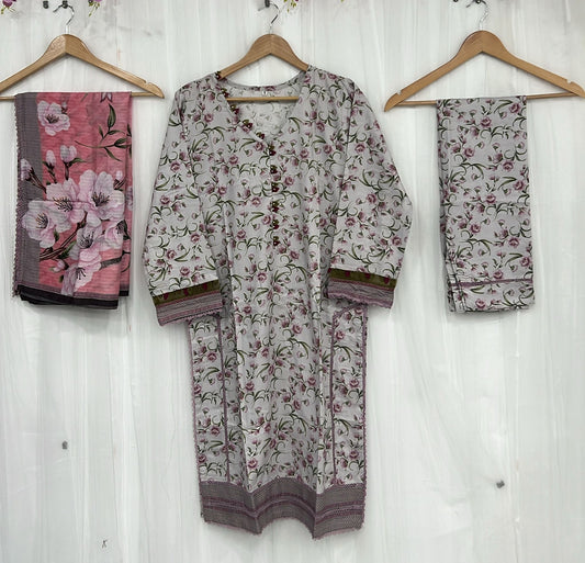 Traditional Meets Trendy – Swan Linen 3-Piece Readymade Outfit D05