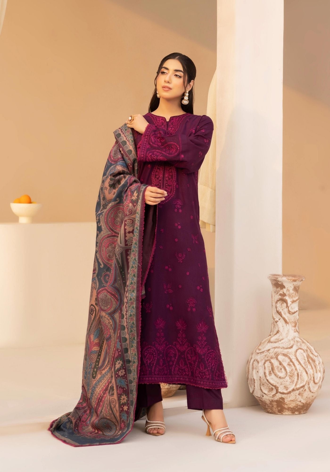 EMBER DHANAK EMBROIDERED 3PC READYMADE 202501
