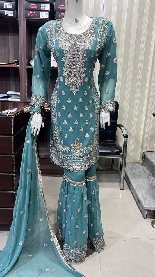 Shazaib Embroidered Chiffon 3-Piece – Mummy & Me Ledies yellow OutfitSHZ07