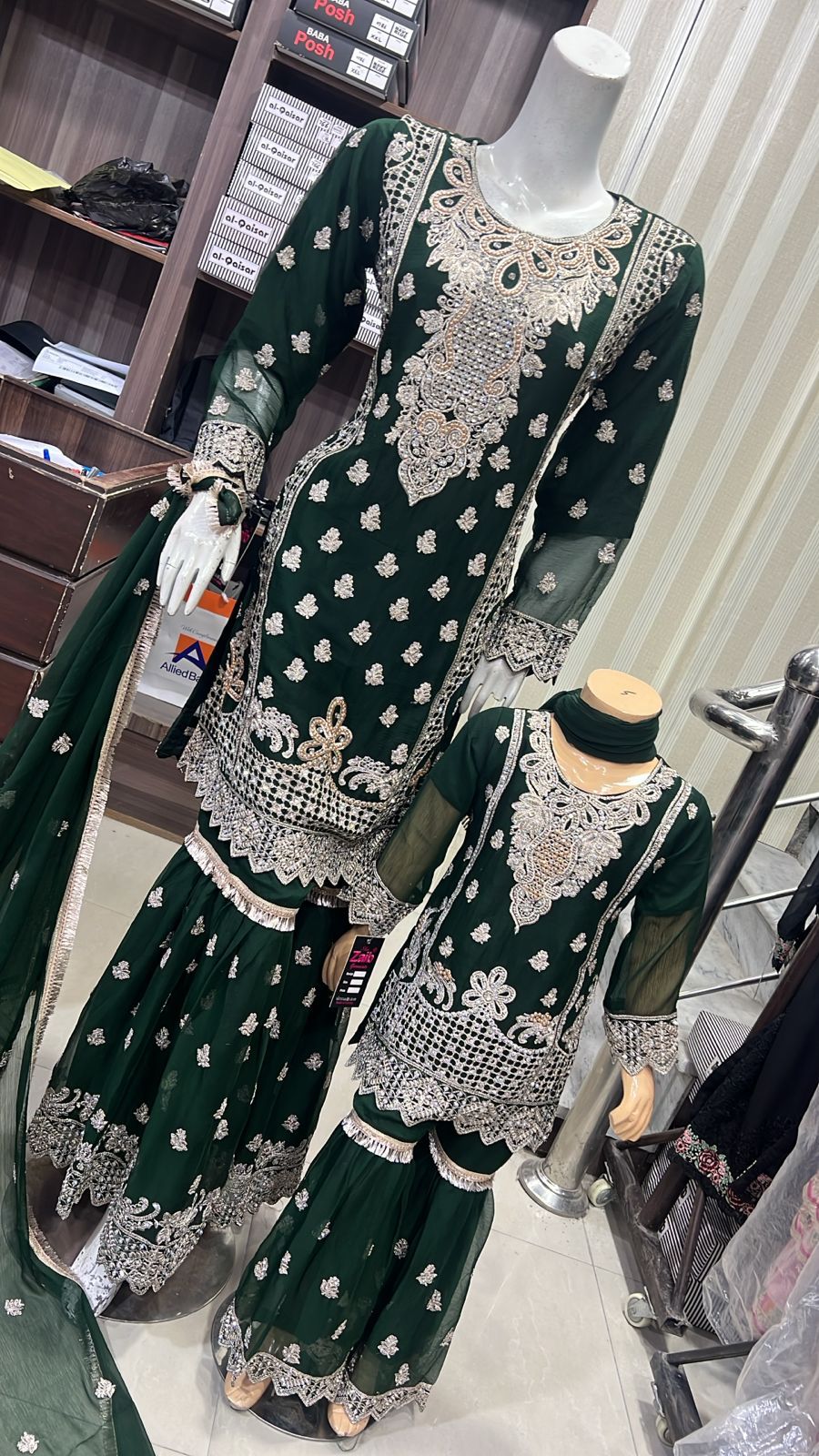 Shazaib Embroidered Chiffon 3-Piece – Mummy & Me Ledies yellow OutfitSHZ08