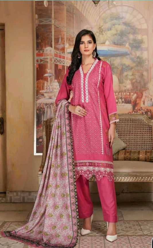 MUNIRA | EMBROIDERED DHANAK WOOL SHAWL READYMADE | MU15