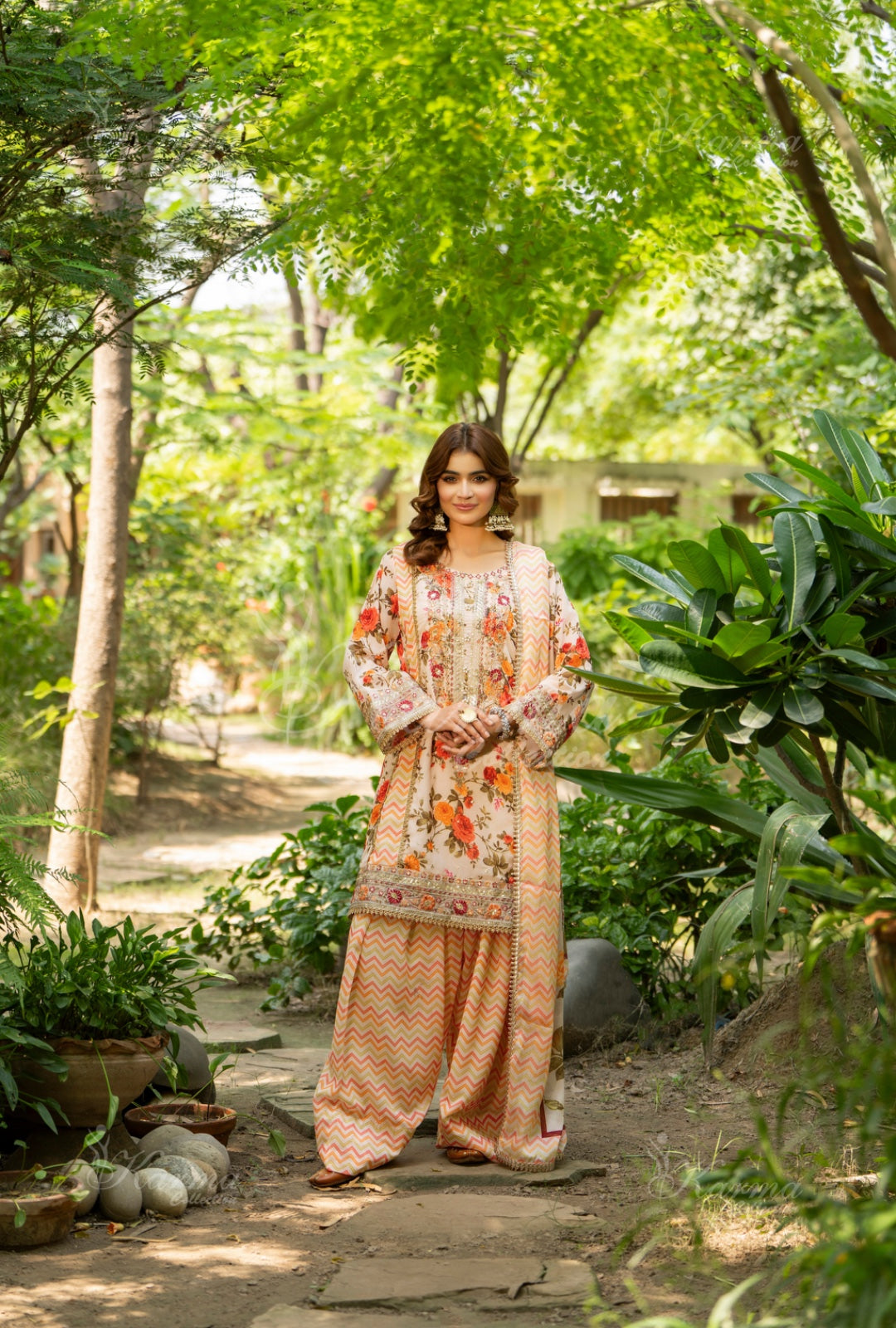 Karma Embroidered Chiffon Shirt with Matte Thread Work KNC 02