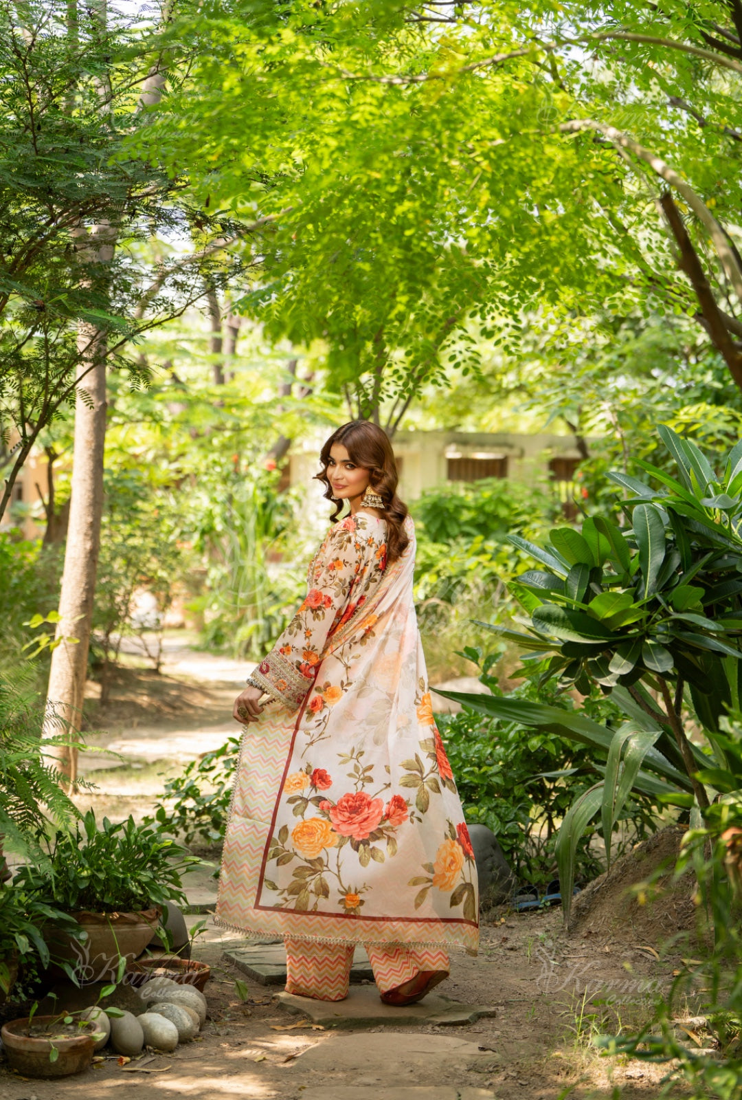 Karma Embroidered Chiffon Shirt with Matte Thread Work KNC 02