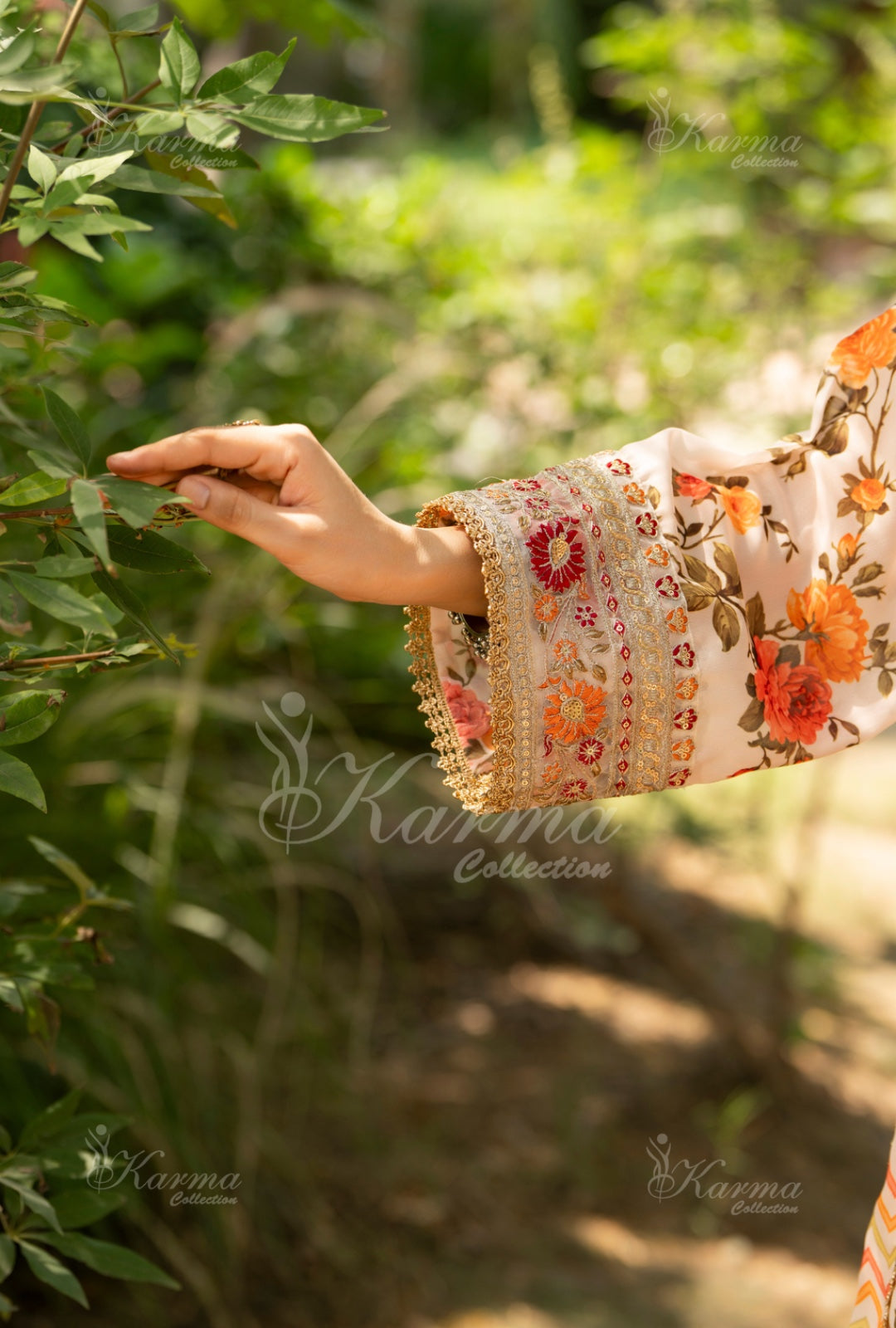 Karma Embroidered Chiffon Shirt with Matte Thread Work KNC 02