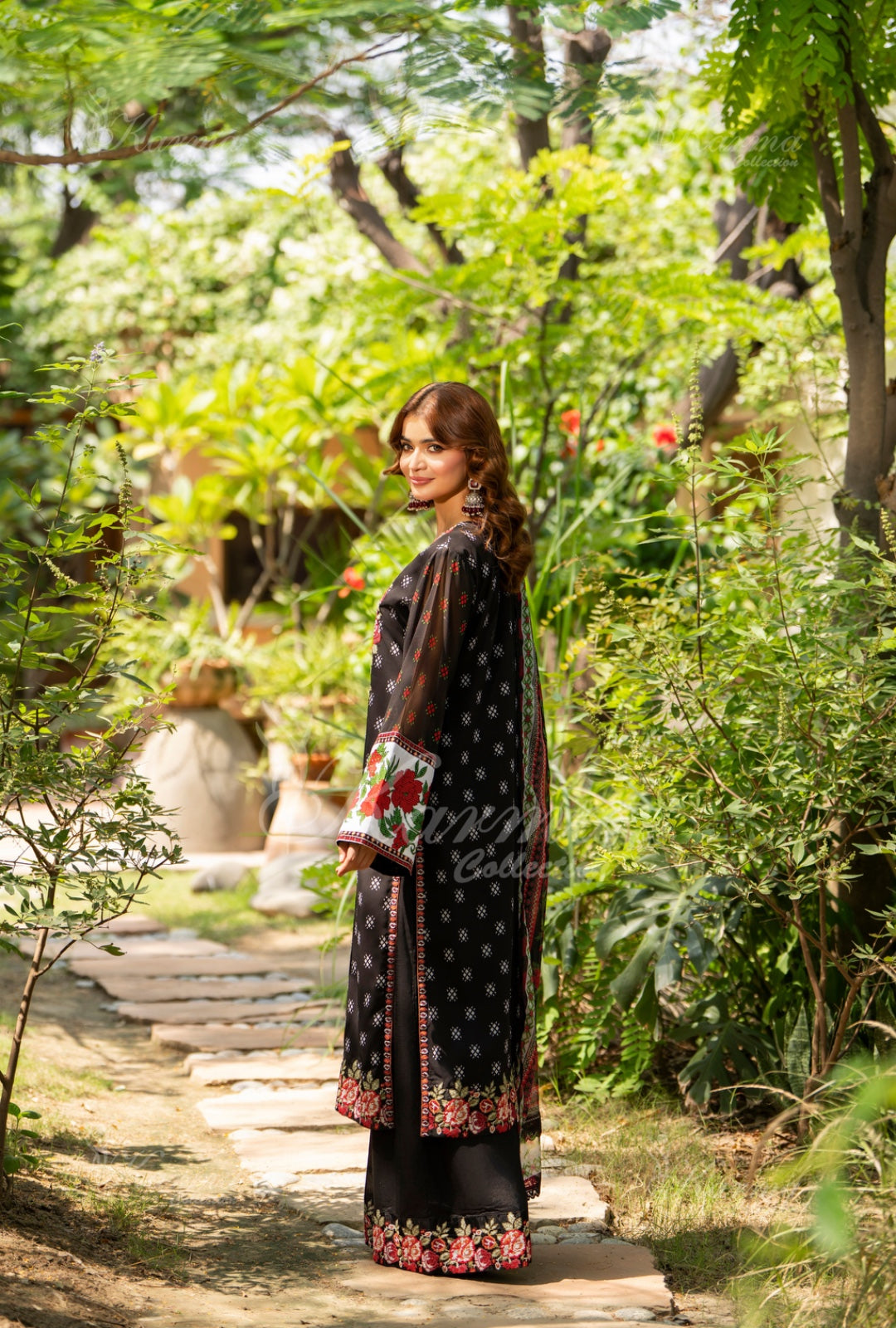 Karma Embroidered Chiffon Shirt with Matte Thread Work KNC 03