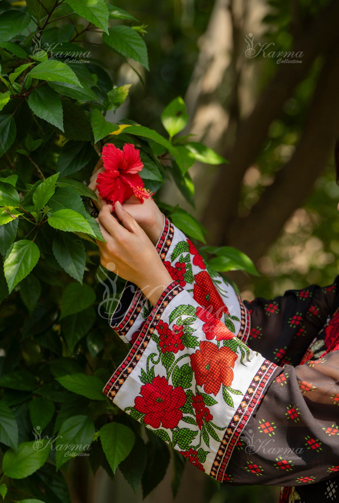 Karma Embroidered Chiffon Shirt with Matte Thread Work KNC 03