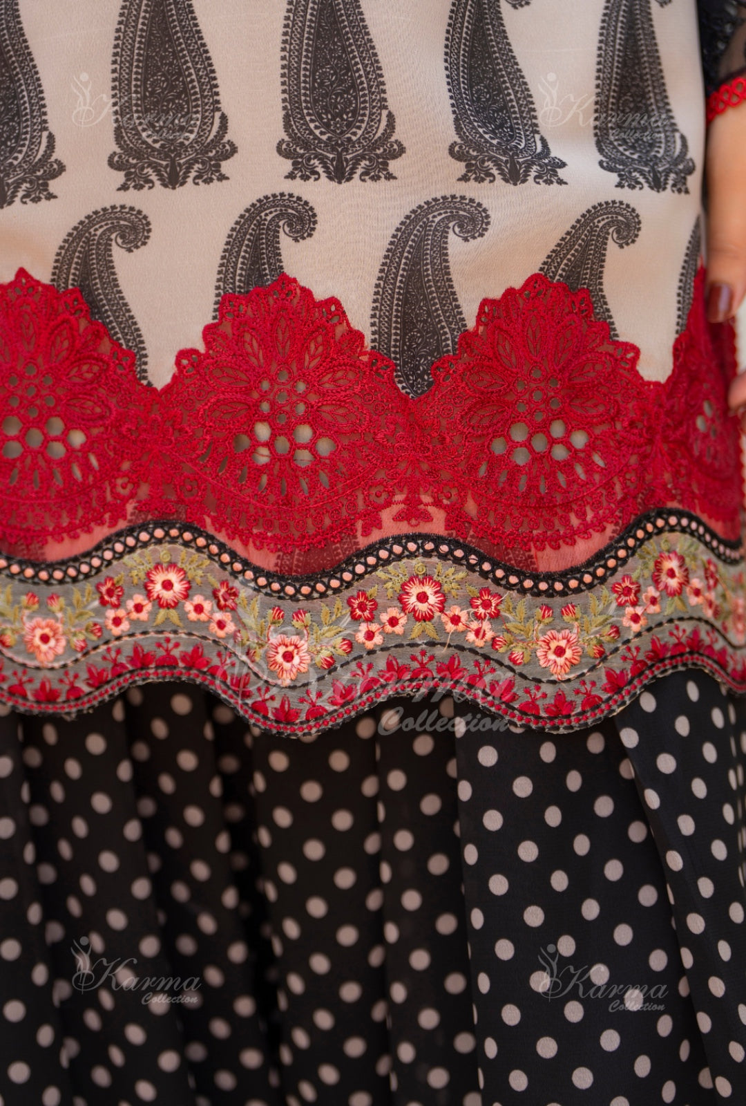 Karma Embroidered Chiffon Shirt with Matte Thread Work KNC 09