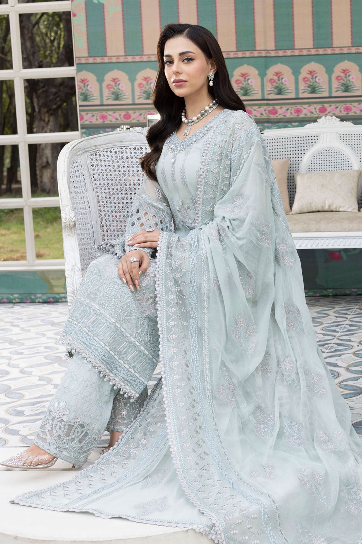 SIMRANS  Chiffon luxury collection  3 piece suit minty01