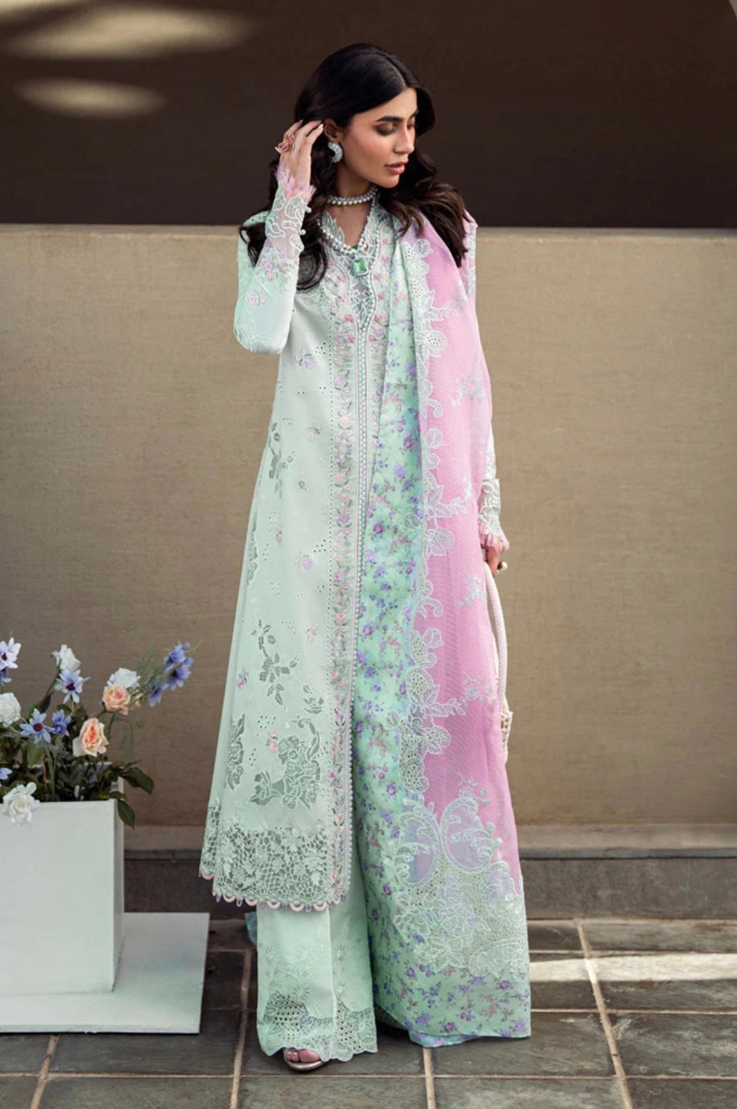SIMRANS QALAMKAR AFIYA LUX COLLECTION 3 PIECE EMBROIDERED SUIT READYMADE Q02