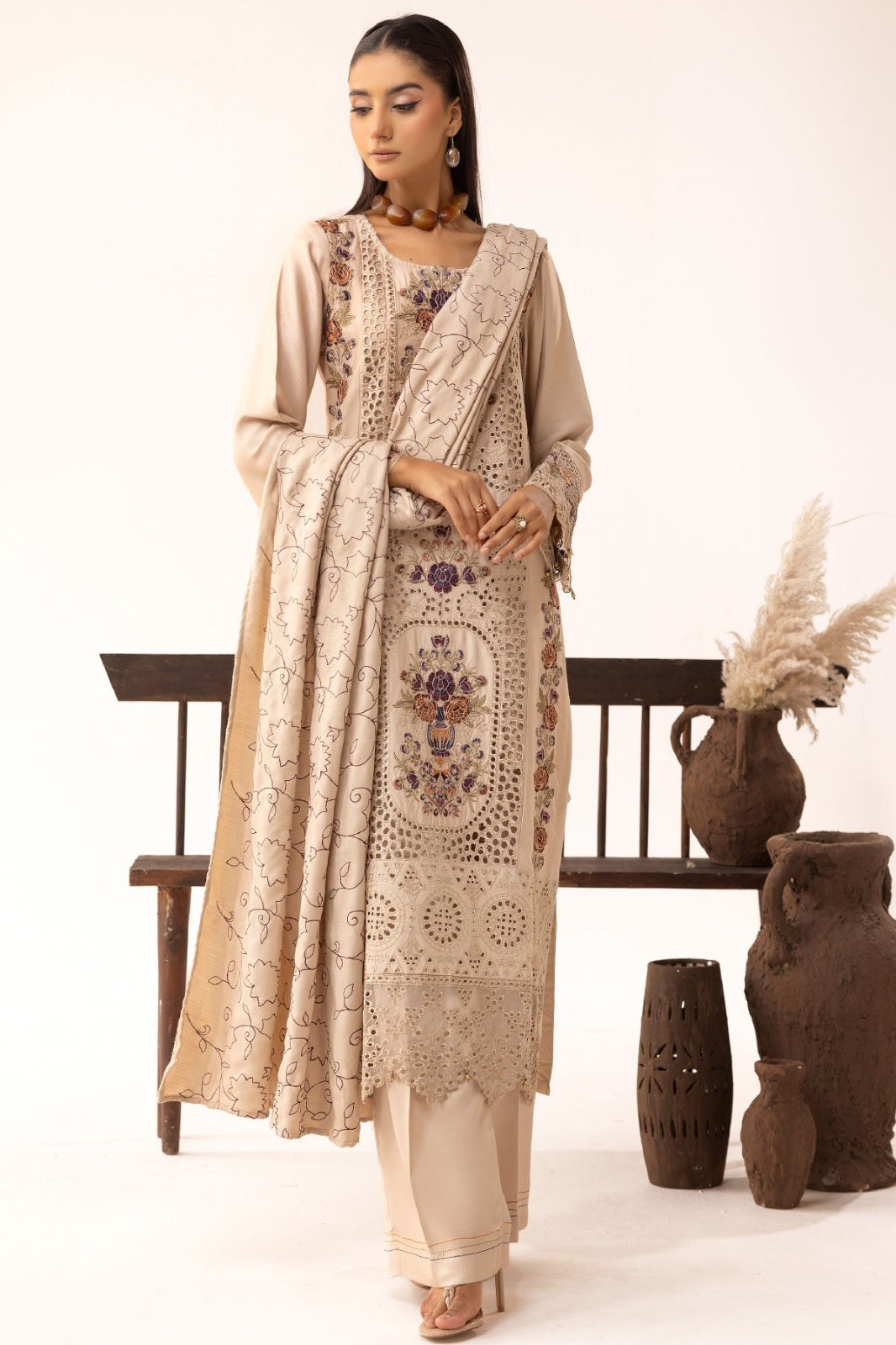 Ivy kari dhanak collection 3 piece embroidered suit SV21