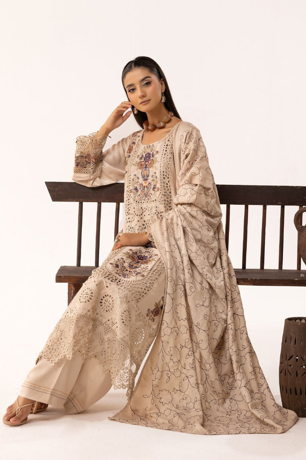 Ivy kari dhanak collection 3 piece embroidered suit SV21