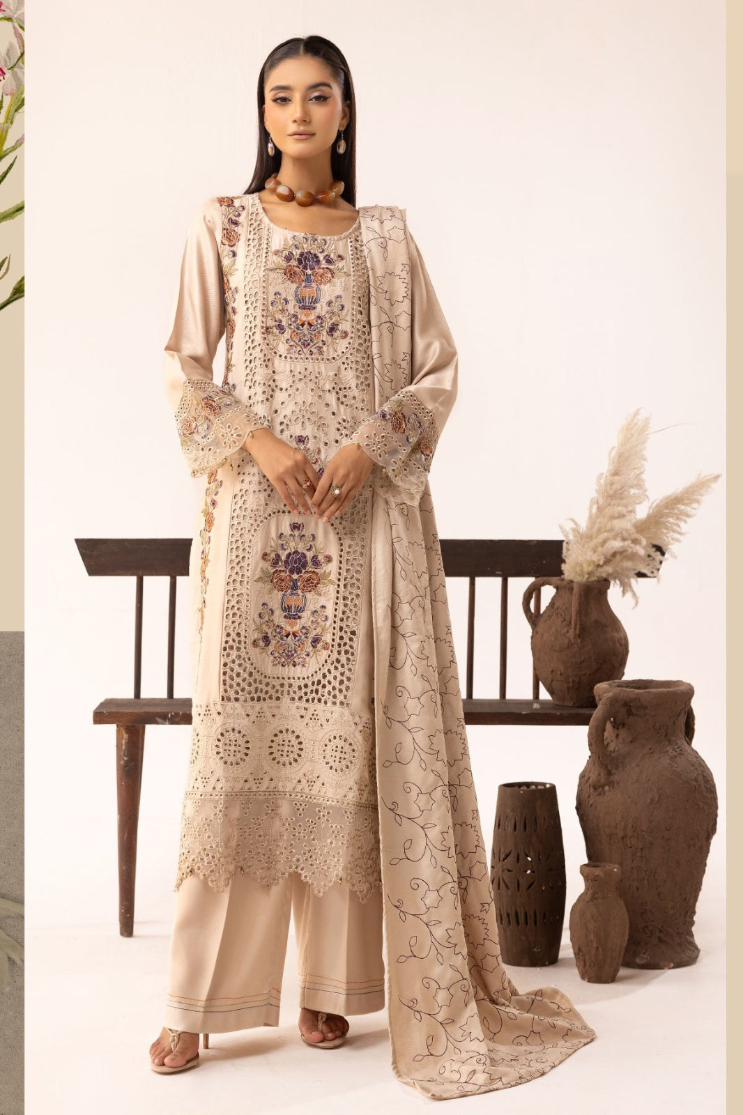 Ivy kari dhanak collection 3 piece embroidered suit SV21