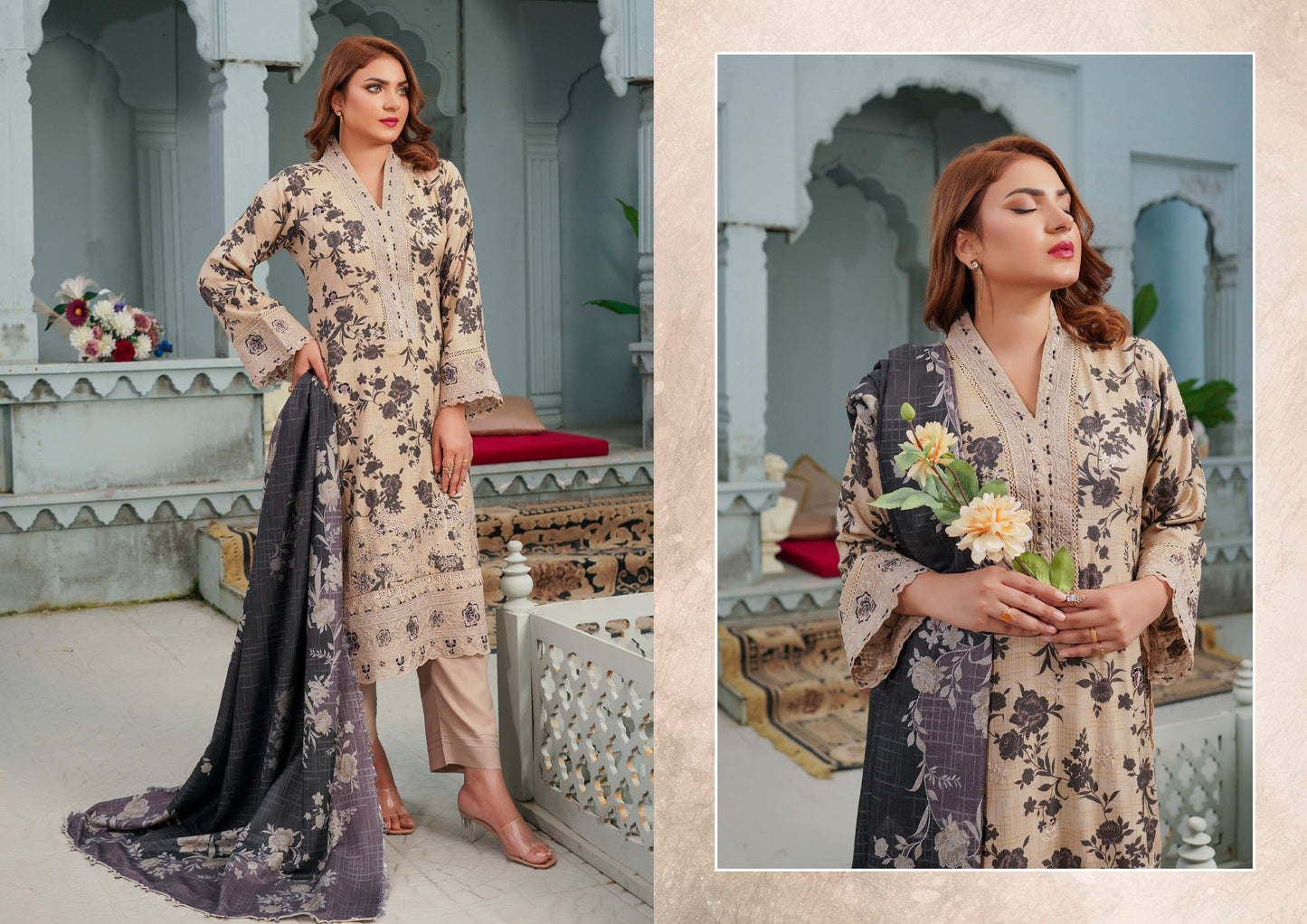 MUNIRA EMBROIDERED 3PC READYMADE NAZ03