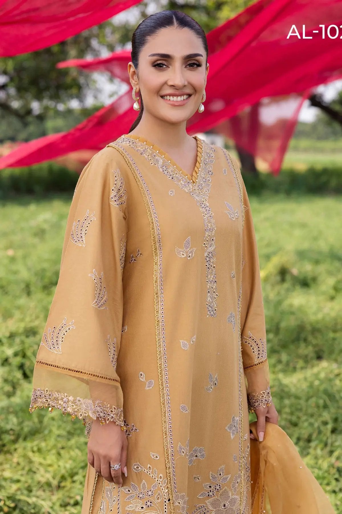 SIMRANS Heer premium 3 piece mummy & me Ledies Eid Mustard outfit 1027